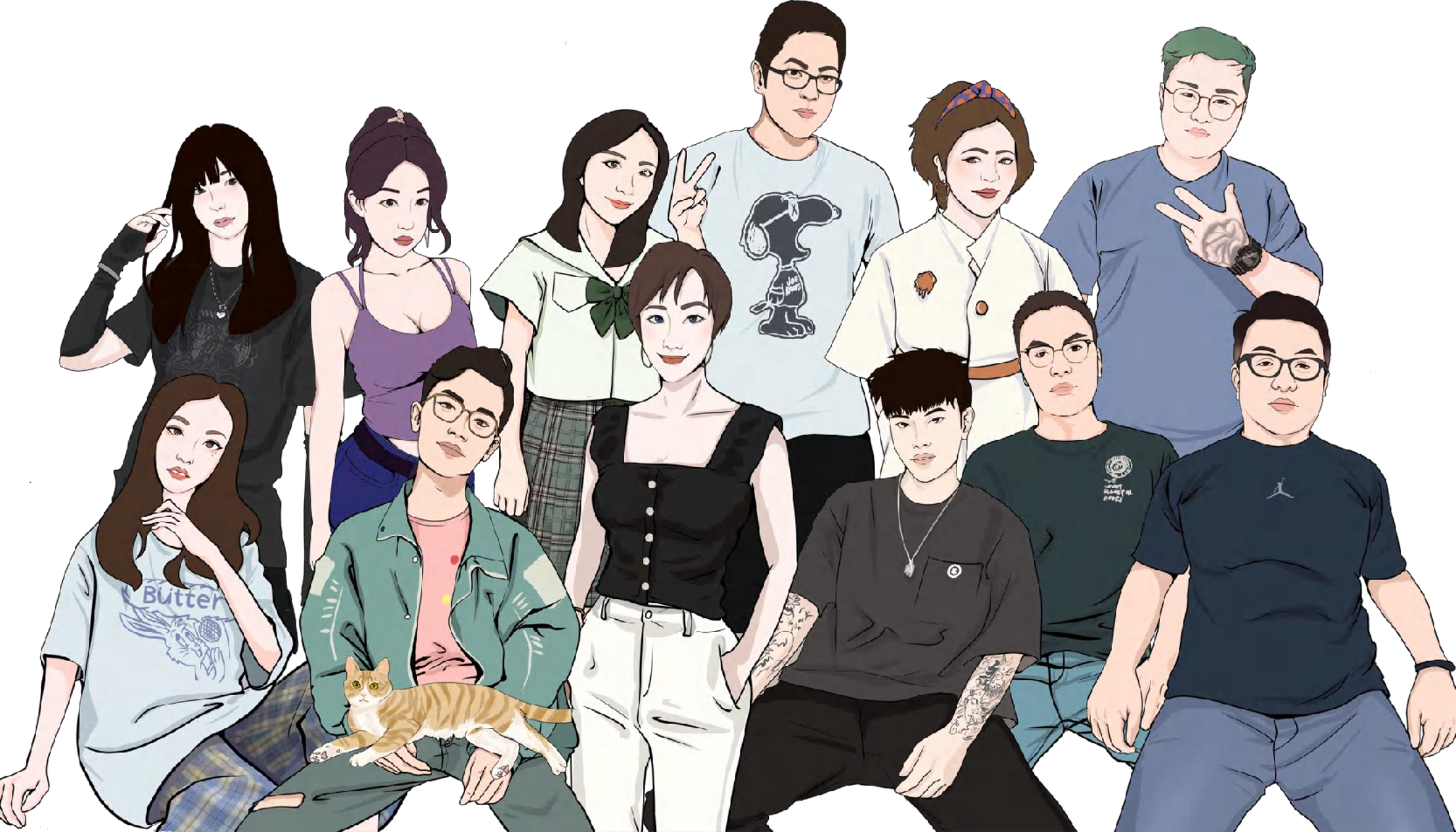 LANELLE 公司部分人员自画像，团队插画