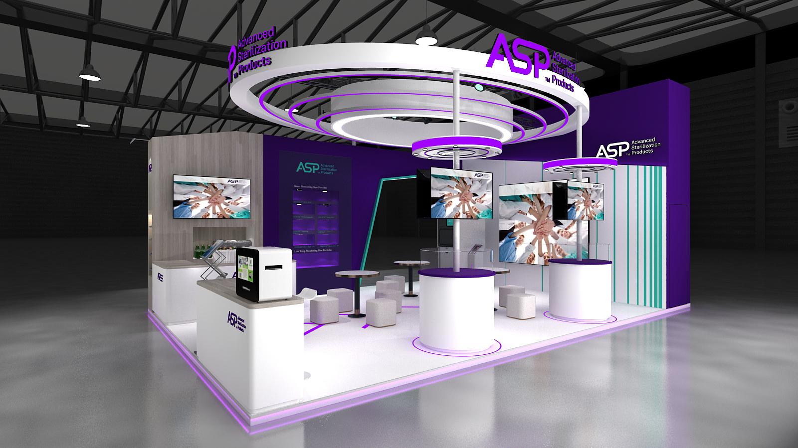 ASP · 2025昆明消毒展—展台侧向视角（效果图）