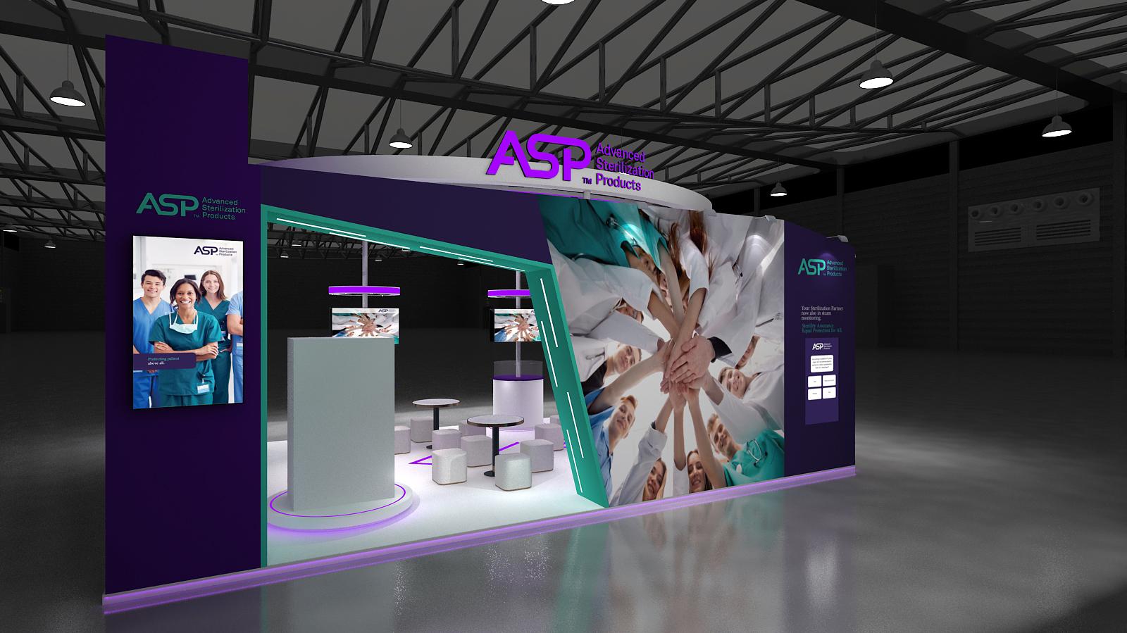 ASP · 2025昆明消毒展—展台背面视角（效果图）